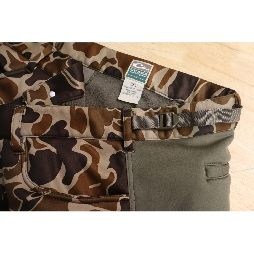 Mens Drake Waterfowl Old School Camo Pants Size 3XL Brown Green